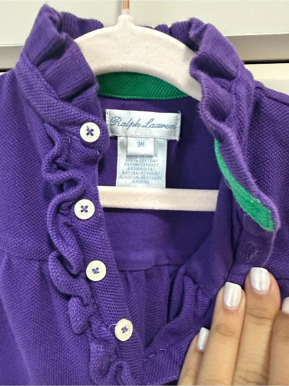 Ralph Lauren Purple Ruffle-Trim Footie One-Piece